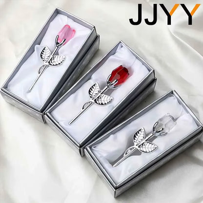 Valentine'S Day Gift Crystal Glass Rose Statue Craft Favor Valentine'S Day Gift Souvenirs Wedding Decoration Ornaments Gift Box