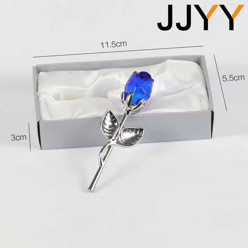 Valentine'S Day Gift Crystal Glass Rose Statue Craft Favor Valentine'S Day Gift Souvenirs Wedding Decoration Ornaments Gift Box