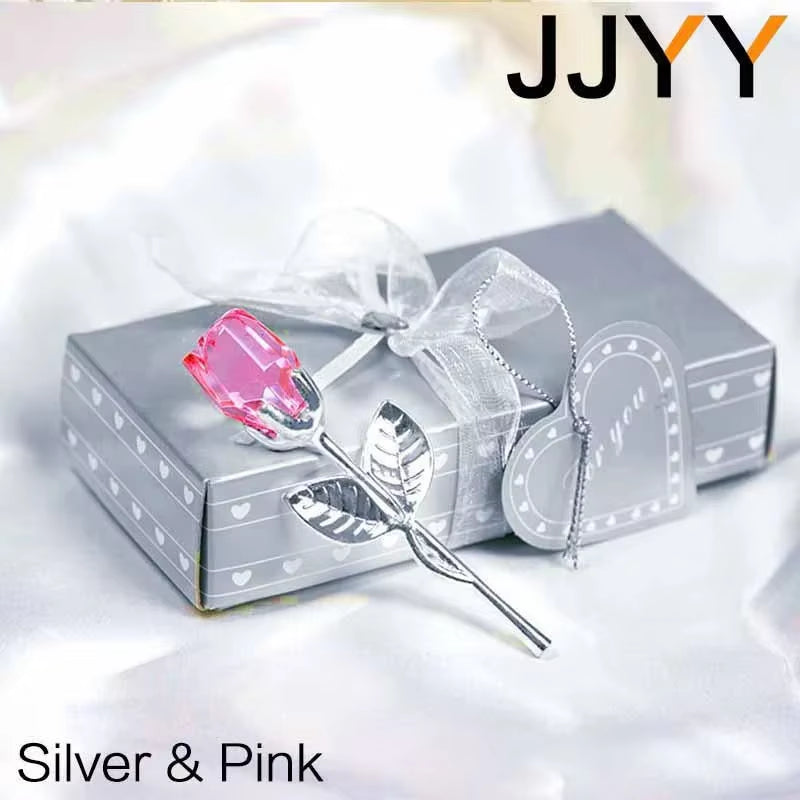 Valentine'S Day Gift Crystal Glass Rose Statue Craft Favor Valentine'S Day Gift Souvenirs Wedding Decoration Ornaments Gift Box