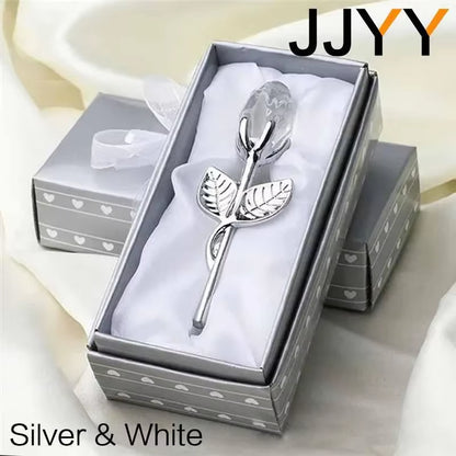 Valentine'S Day Gift Crystal Glass Rose Statue Craft Favor Valentine'S Day Gift Souvenirs Wedding Decoration Ornaments Gift Box