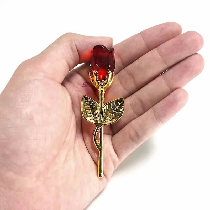 Valentine'S Day Gift Crystal Glass Rose Statue Craft Favor Valentine'S Day Gift Souvenirs Wedding Decoration Ornaments Gift Box
