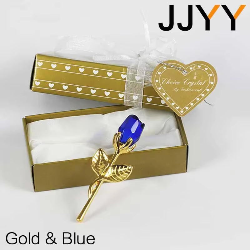 Valentine'S Day Gift Crystal Glass Rose Statue Craft Favor Valentine'S Day Gift Souvenirs Wedding Decoration Ornaments Gift Box